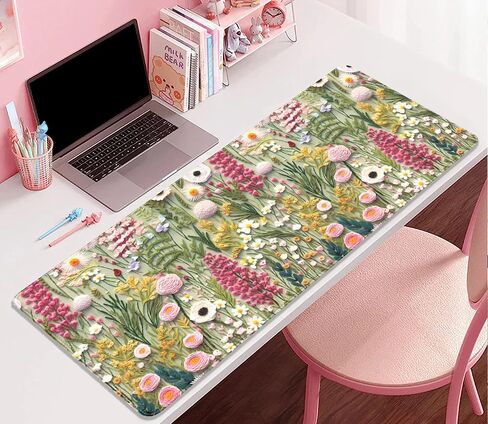 لوحة ماوس داكنة من Cottagecore، لوحة مكتب مزهرة، لوحة ماوس نباتية، سجادة مكتب عتيقة، لوحة ماوس على شكل زهرة برية مع حواف مخيطة، قاعدة ماوس مطاطية مقاومة للماء غير قابلة للانزلاق للعمل المكتبي والمنزل (27.5 × 11.8 بوصة) in Kuwait