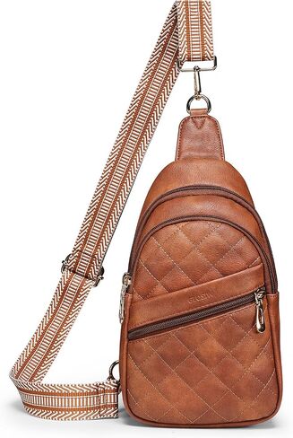 Sling Bag for Women Quilted Crossbody Bag for Women Vegan Leather Fanny Pack with Detachable Guitar Strap in Saudi Arabia