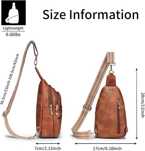 Sling Bag for Women Quilted Crossbody Bag for Women Vegan Leather Fanny Pack with Detachable Guitar Strap in Saudi Arabia