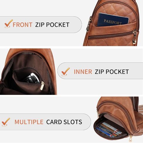 Sling Bag for Women Quilted Crossbody Bag for Women Vegan Leather Fanny Pack with Detachable Guitar Strap in Saudi Arabia