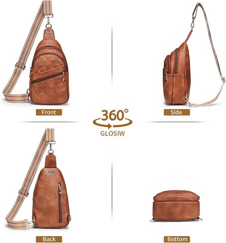 Sling Bag for Women Quilted Crossbody Bag for Women Vegan Leather Fanny Pack with Detachable Guitar Strap in Saudi Arabia