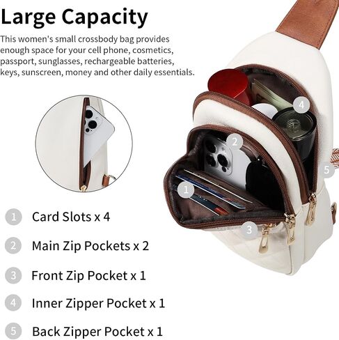 Sling Bag for Women Quilted Crossbody Bag for Women Vegan Leather Fanny Pack with Detachable Guitar Strap in Saudi Arabia