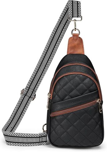 Sling Bag for Women Quilted Crossbody Bag for Women Vegan Leather Fanny Pack with Detachable Guitar Strap in Saudi Arabia