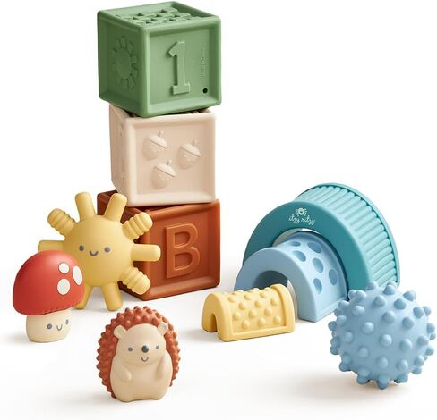 Itzy Ritzy Sensory Blocks Set - 10-Piece Block Set Features Soft Blocks and Textured Characters in Saudi Arabia