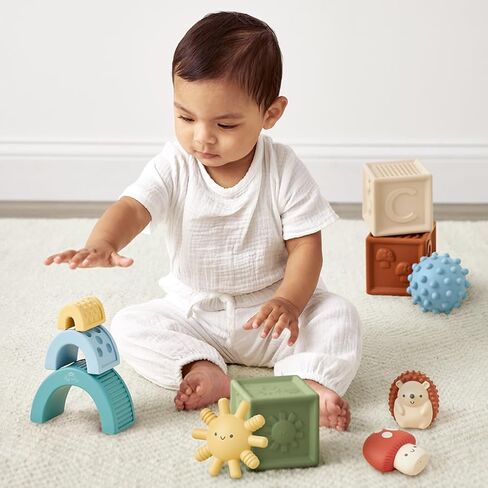 Itzy Ritzy Sensory Blocks Set - 10-Piece Block Set Features Soft Blocks and Textured Characters in Saudi Arabia