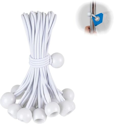Tarp Bungee with Balls 4 Inch,30 PCS White Tarp Bungee Ball Cords Heavy Duty Canopy Tie Down Cords for Tarp,Camping, Shelter,Shade Cloth,Cargo,Projector Screen,Tent Poles with UV Resistant in Saudi Arabia