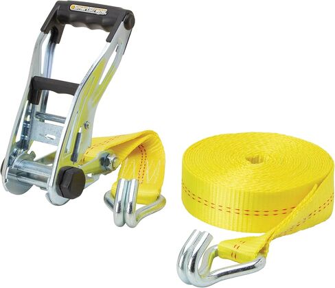 SmartStraps 27-Foot Premium Ratchet Straps, Yellow (1pk) – 10,000 lbs Break Strength, 3,333 lbs Safe Work Load - Commercial Tie-Downs Designed for Heavy-Duty Transport - Safely Haul Large Equipment, Tractors, Vehicles and More in Kuwait