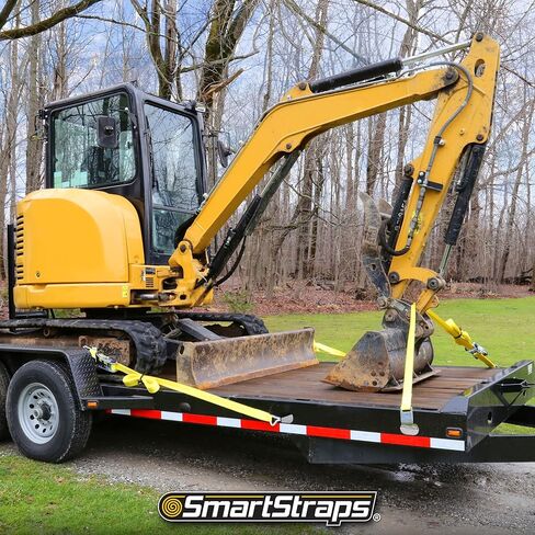 SmartStraps 27-Foot Premium Ratchet Straps, Yellow (1pk) – 10,000 lbs Break Strength, 3,333 lbs Safe Work Load - Commercial Tie-Downs Designed for Heavy-Duty Transport - Safely Haul Large Equipment, Tractors, Vehicles and More in Kuwait