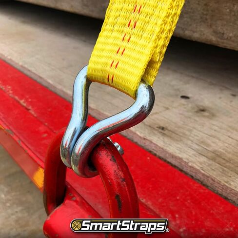 SmartStraps 27-Foot Premium Ratchet Straps, Yellow (1pk) – 10,000 lbs Break Strength, 3,333 lbs Safe Work Load - Commercial Tie-Downs Designed for Heavy-Duty Transport - Safely Haul Large Equipment, Tractors, Vehicles and More in Kuwait