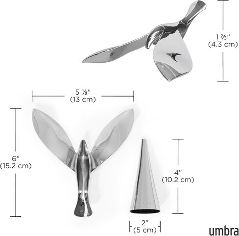 Umbra Tipsy Bottle Opener, Sculptural Bar Accessory, Luxury Flying Bird Soda, Cider, and Beer Opener, Chrome in Saudi Arabia