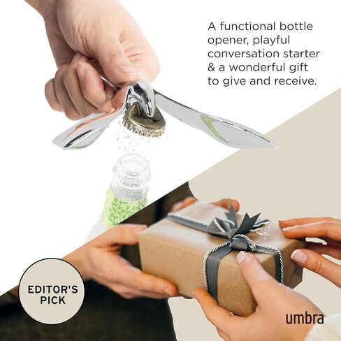 Umbra Tipsy Bottle Opener, Sculptural Bar Accessory, Luxury Flying Bird Soda, Cider, and Beer Opener, Chrome in Saudi Arabia