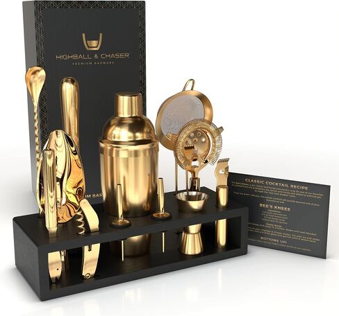 Highball & Chaser 13-Piece Cobbler Cocktail Shaker Set Matte Copper Stainless Steel Bartender Kit For Home Bar Cocktail Set Laser Engraved Cocktail Tools Plus E-Book with 30 Different Cocktail Recipes in Saudi Arabia