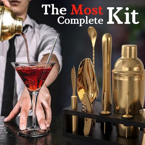 Highball & Chaser 13-Piece Cobbler Cocktail Shaker Set Matte Copper Stainless Steel Bartender Kit For Home Bar Cocktail Set Laser Engraved Cocktail Tools Plus E-Book with 30 Different Cocktail Recipes in Saudi Arabia