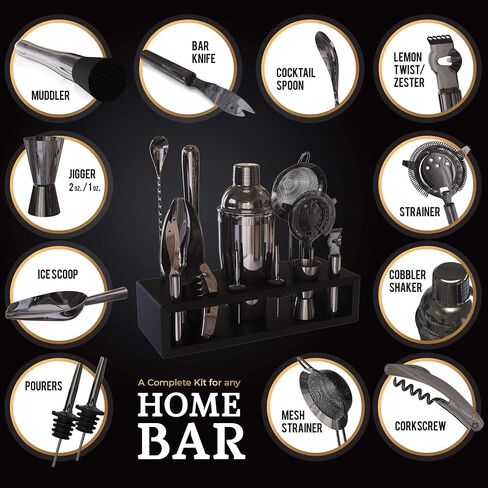 Highball & Chaser 13-Piece Cobbler Cocktail Shaker Set Matte Copper Stainless Steel Bartender Kit For Home Bar Cocktail Set Laser Engraved Cocktail Tools Plus E-Book with 30 Different Cocktail Recipes in Saudi Arabia