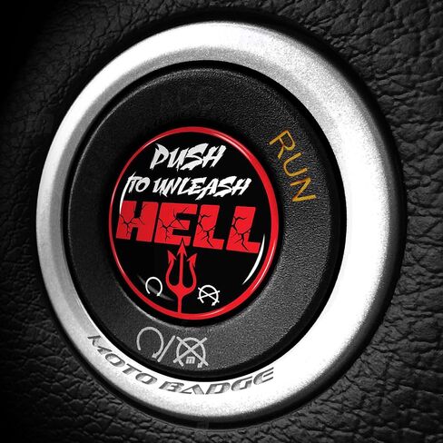 Moto Badge Push to Unleash Hell Start Button Cover - Fits Dodge Jeep Ram Chrysler Hellcat Charger Challenger Durango keyless Ignition Accessories 700 (Red) in Saudi Arabia