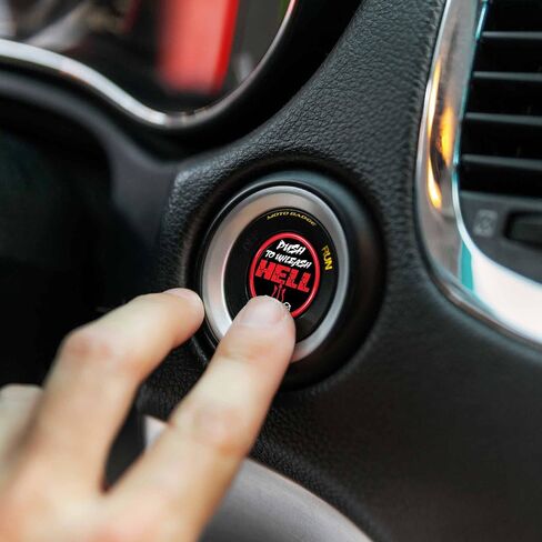 Moto Badge Push to Unleash Hell Start Button Cover - Fits Dodge Jeep Ram Chrysler Hellcat Charger Challenger Durango keyless Ignition Accessories 700 (Red) in Saudi Arabia