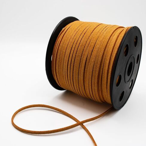لفة حبل من الجلد السويدي والشمعي بطول 3 مم × 100 ياردة - 100 ياردة - حبل قلادة من الجلد، وخيط وشرائط جلدية - مجموعة متنوعة من الحبال الجلدية المشمعة والسويدي والجلد الرقيق (فيروزي 14198) in Kuwait
