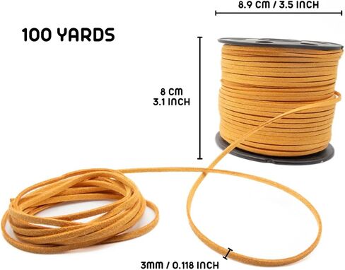 لفة حبل من الجلد السويدي والشمعي بطول 3 مم × 100 ياردة - 100 ياردة - حبل قلادة من الجلد، وخيط وشرائط جلدية - مجموعة متنوعة من الحبال الجلدية المشمعة والسويدي والجلد الرقيق (فيروزي 14198) in Kuwait