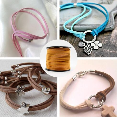 لفة حبل من الجلد السويدي والشمعي بطول 3 مم × 100 ياردة - 100 ياردة - حبل قلادة من الجلد، وخيط وشرائط جلدية - مجموعة متنوعة من الحبال الجلدية المشمعة والسويدي والجلد الرقيق (فيروزي 14198) in Kuwait