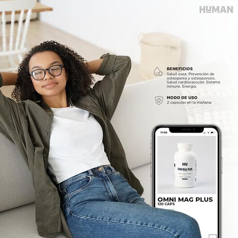 HU-Omni MAG Plus D3+K2+Mg: مكمل فيتامين د - D3 5000 وحدة دولية، K2 120 ميكروجرام (MK7)، MG 75 مجم - 120 كبسولة in Kuwait