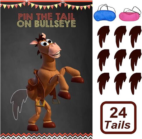 Toy Inspired Story Party Supplies, Pin The Tail On Bullseye Party Game Large Poster 24PCS Reusable Tails Sticker for Kids Boys Birthday Party in Saudi Arabia