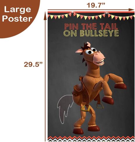 Toy Inspired Story Party Supplies, Pin The Tail On Bullseye Party Game Large Poster 24PCS Reusable Tails Sticker for Kids Boys Birthday Party in Saudi Arabia