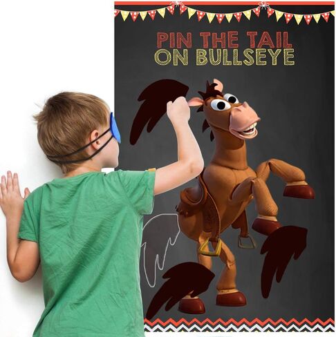 Toy Inspired Story Party Supplies, Pin The Tail On Bullseye Party Game Large Poster 24PCS Reusable Tails Sticker for Kids Boys Birthday Party in Saudi Arabia