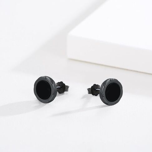 Black Onyx Earrings 925 Sterling Silver Celtic Viking Earrings Zircon Stud Earrings Hypoallergenic Punk Gothic Jewelry Gifts for Women Men in Saudi Arabia