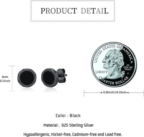 Black Onyx Earrings 925 Sterling Silver Celtic Viking Earrings Zircon Stud Earrings Hypoallergenic Punk Gothic Jewelry Gifts for Women Men in Saudi Arabia