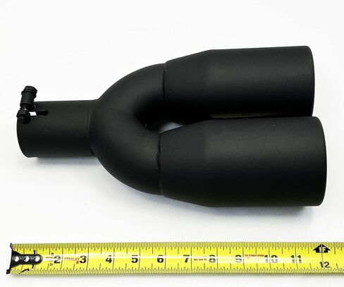 طرف العادم 2.25 بوصة مدخل 3.50 بوصة مخرج 12.00 بوصة طويل ملفوف أسود غير لامع غير قابل للصدأ طرف عادم Wesdon in Kuwait