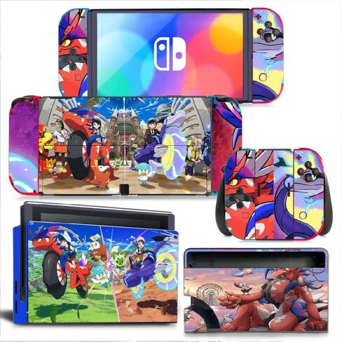 ملصق جلدي واقٍ من الفينيل لجهاز نينتندو سويتش OLED Scarlet وViolet Game Pokemon in Kuwait