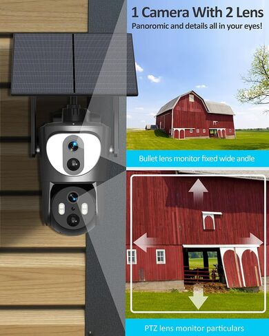 لا توجد كاميرا أمان WiFi خارجية، كاميرا أمان خلوية مزدوجة العدسات، كاميرا 360 درجة مع اكتشاف الإنسان بالذكاء الاصطناعي، بطارية 14400 مللي أمبير في الساعة ولوحة شمسية 6 وات، IP67، صوت ثنائي الاتجاه، بطاقة Micro Sd وSim مجانية 64 جيجا in Kuwait