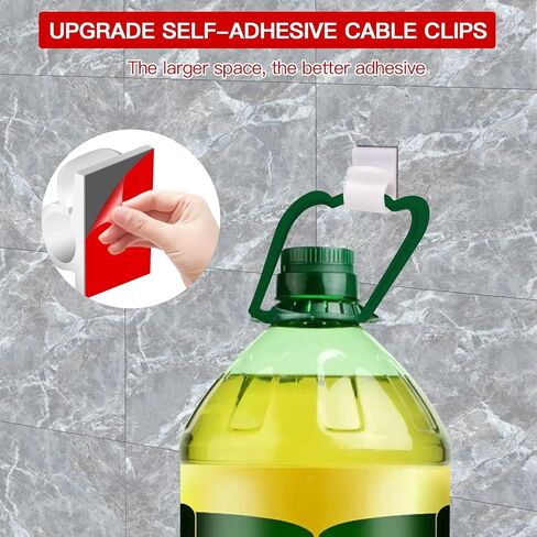 Large Cable Clips with Storage Box, 100pcs Black Adhesive Cable Holder Clips, Outdoor Light Wire Clips Cable Tidy Hooks Cord Organiser for Cable Management, Home Office Desk Wall, 14x20mm in Saudi Arabia