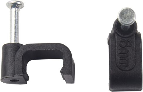 Square Cable Clips with Steel Nail, 8mm Black 100pcs/Pack, Cable Management Wall Holder, Fit For Ethenet Cable/Coaxial Cable/Telephone Wire(CTFNL_8Hx100) in Saudi Arabia