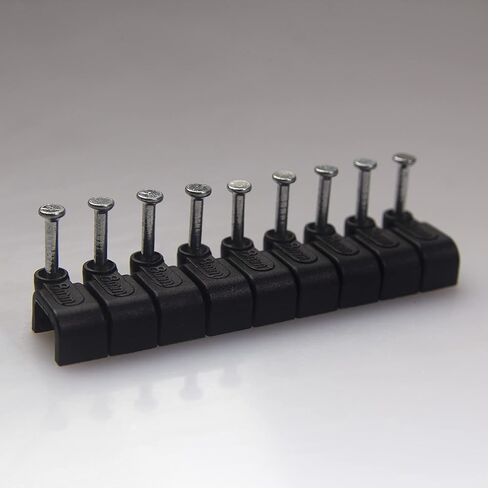 Square Cable Clips with Steel Nail, 8mm Black 100pcs/Pack, Cable Management Wall Holder, Fit For Ethenet Cable/Coaxial Cable/Telephone Wire(CTFNL_8Hx100) in Saudi Arabia