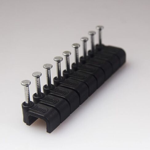 Square Cable Clips with Steel Nail, 8mm Black 100pcs/Pack, Cable Management Wall Holder, Fit For Ethenet Cable/Coaxial Cable/Telephone Wire(CTFNL_8Hx100) in Saudi Arabia
