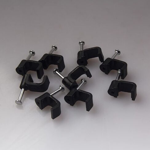 Square Cable Clips with Steel Nail, 8mm Black 100pcs/Pack, Cable Management Wall Holder, Fit For Ethenet Cable/Coaxial Cable/Telephone Wire(CTFNL_8Hx100) in Saudi Arabia