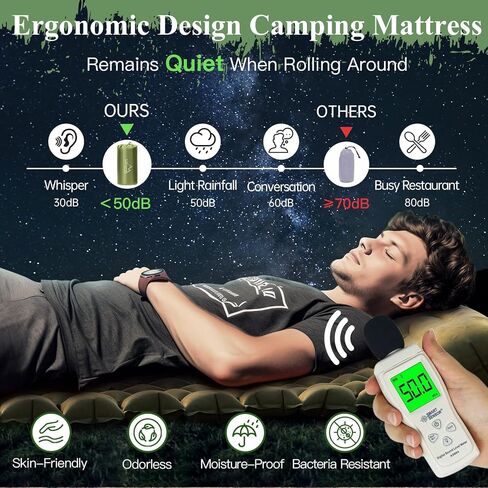 SJEhome Double Sleeping Pad for Camping, Low Noise Self Inflating Camping Pad, Inflatable Camping Mattress with Pillows Built-in Pump, Portable Camping Mat for Tent Backpacking Hiking Traveling in Saudi Arabia