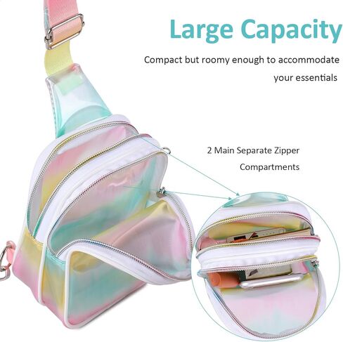 حقيبة كروس ثلاثية الأبعاد، حقيبة راف فاني الأنيقة للنساء، حقيبة كروس لامعة مع حزام قابل للتعديل، متعددة الألوان in Kuwait