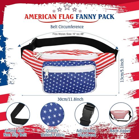 eccliy 4 قطع العلم الأمريكي حزمة فاني مع العصابة الوطنية وأساور المعصم 4th من يوليو حقيبة الخصر تيري القماش معصمه 4th من يوليو الملحقات للياقة البدنية الرجال النساء تجريب في الهواء الطلق ممارسة اليوغا in Kuwait