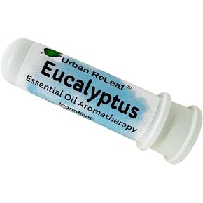 Urban ReLeaf Eucalyptus Essential Oil Aromatherapy Nasal Inhaler — Pure Undiluted Australian Myrtaceae Oil, Easy Open Snap Top. Made in USA. Alcohol-Free. No Mess. Pocket Size.