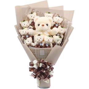 Cute Bear Bouquet - Handmade Plush Bear Bouquet with Cute Soap Flower for Any Occasions, Birthday, Bridal Shower, Graduation etc. (6 Little Bears)