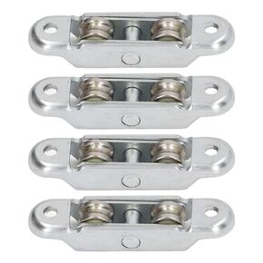 4Pcs Wheel Roller Pulley with Slot, Slot Roller Pulley Stainless Steel Sliding Door Window Double Roller Pulley 16mm