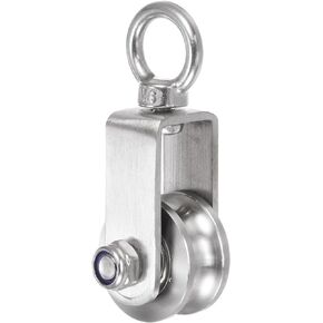 uxcell Pulley Wheel 304 Stainless Steel, M68 U Type Duplex Bearing Rope Pulley Cable Pulley Roller for Pulley System, Gym Loading 2000lbs