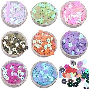 ZIJING 6 مم ملون قزحي الألوان ذهبي وردي أرجواني أبيض أصفر أخضر زهرة مسطحة فضفاضة الترتر Palettes... (مختلط-10200 قطعة) in Kuwait