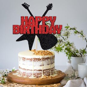 Guitar Cake Topper，Music Theme Cake Topper，Music Note Birthday Cake Toppers Decorations For Musician Birthday Party Rock Theme Party Guitar Theme party Supplies