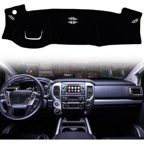 Dash Mat Cover Custom Interior Center Console Compatible with Nissan Titan XD S SV Pro-4X SL and Platinum Reserve 2016-2022 Dashboard mat Covers Accessories (Black Trim)
