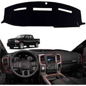 Dashboard Dash Board Cover Mat Pad Carpet Non-Slip Custom Compatible with Dodge Ram 1500 2500 3500 2009-2018 Protector Sunshield (Black Trim)