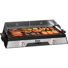 1600W Electric Griddle,Electric Grill Indoor with 2 Independent Cooking Zones with Adjustable Temperature 104°F-464°F,Electric Flat Top Griddle Non-Stick,110V Electric Countertop Griddle,Black