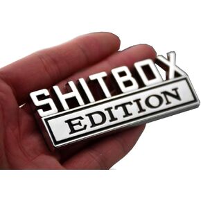 1Pc Metal Shitbox Edition CAR Emblem Badge 3D Sticker Decal Compatible with F-150 F250 F350 Silverado 1500 2500 3500 (Chrome)
